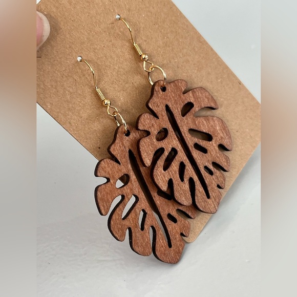 PALM EARRINGS | Wood | NWT - Picture 2 of 6